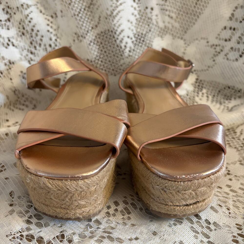 Express Women's US 9 Rose Gold Espadrille Crisscross Strap Sandals